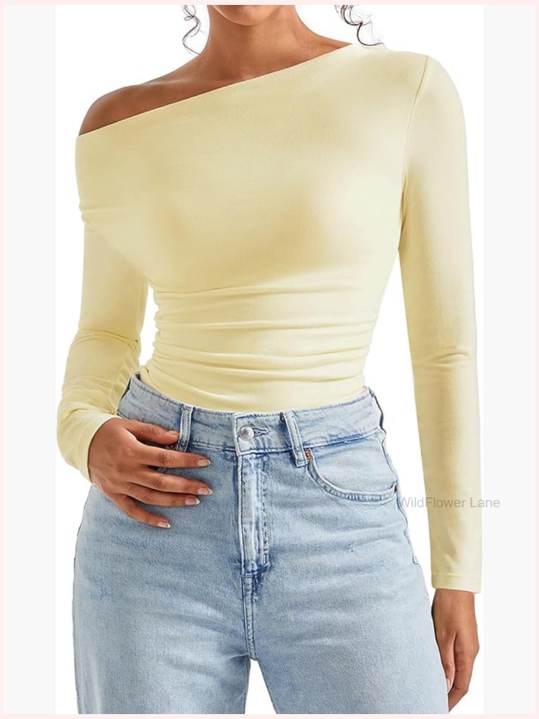 Women's Long Sleeve Off Shoulder Cowl Neck Going Out Top